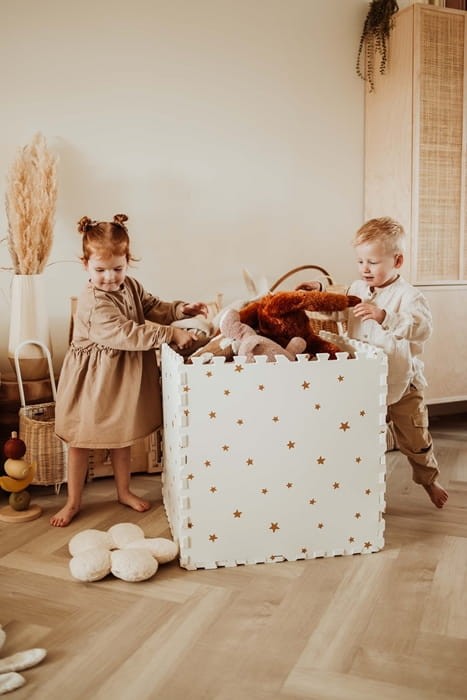 Play&Go Dwustronna Mata Piankowa EEVAA 3w1 Treehouse – mata piankowa dla dzieci z motywem domku na drzewie i neutralnym wzorem, bezpieczna i edukacyjna