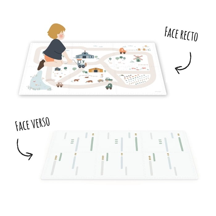 Play&Go Dwustronna Mata Piankowa EEVAA 3w1 Farm – motyw farmy i uniwersalny wzór