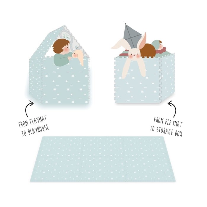 Dwustronna mata piankowa Play&Go 3w1 Roadmap / Icons z motywem drogi i ikon oraz minimalistycznym wzorem