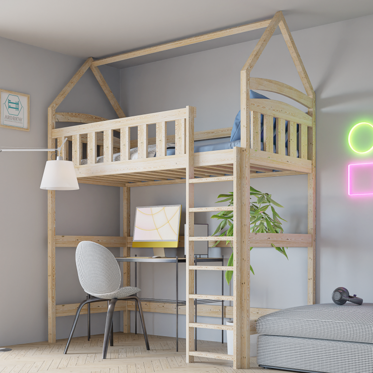 Łóżko Antresola Domek 1 Osobowa Maja - Sosna