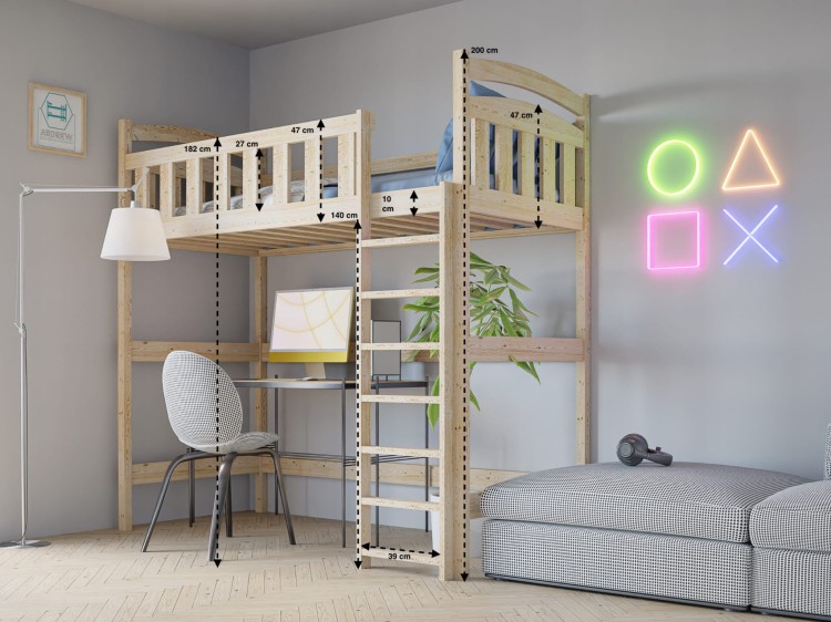 Łóżko Antresola Domek 1 Osobowa Maja - Białe