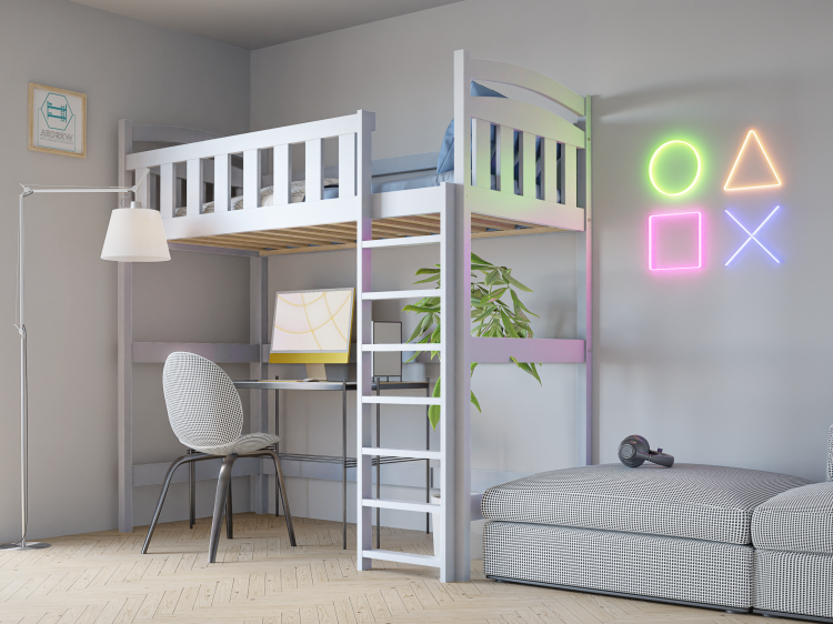 Łóżko Antresola Domek 1 Osobowa Maja - Białe