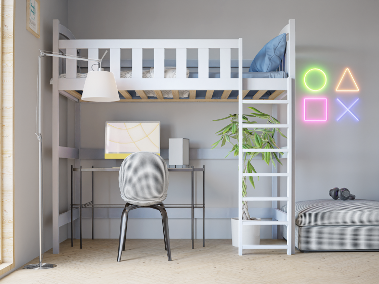 Łóżko Antresola Domek 1 Osobowa Maja - Białe