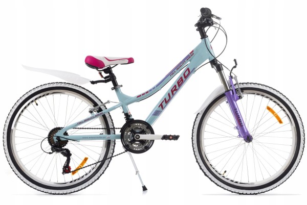 Rower dziecięcy MTB 24" GÓRSKI Junior Aluminium Turkusowo/Różowy/Fiolet
