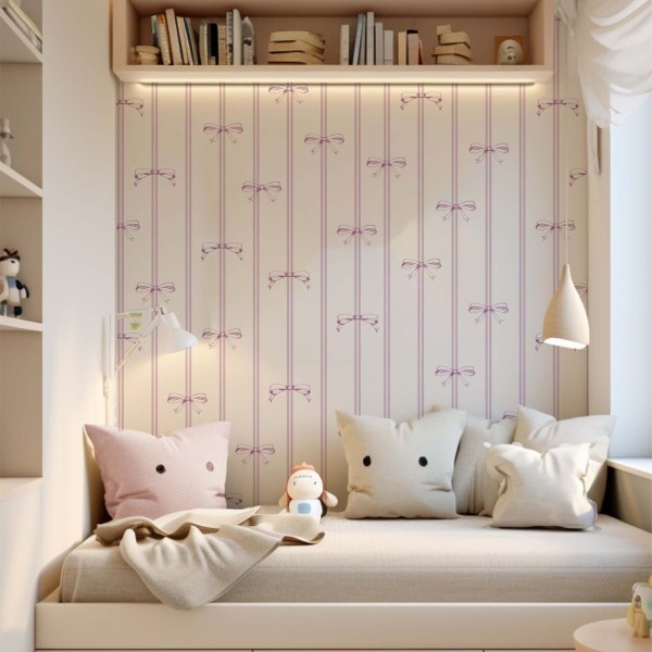 Tapeta do pokoju dziecka Kokardy Różowe