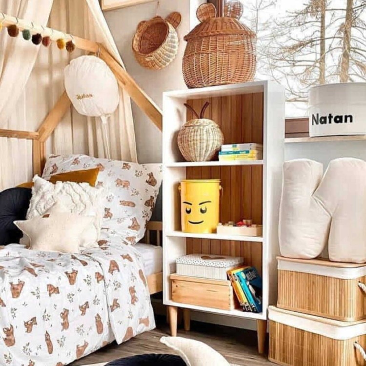 Drewniany regał Woody Montessori dla dzieci – biblioteczka