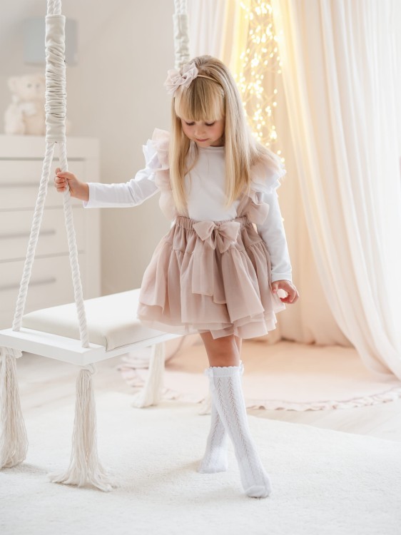 Drewniana pikowana huśtawka dla dzieci Funky Vintage z chwostami