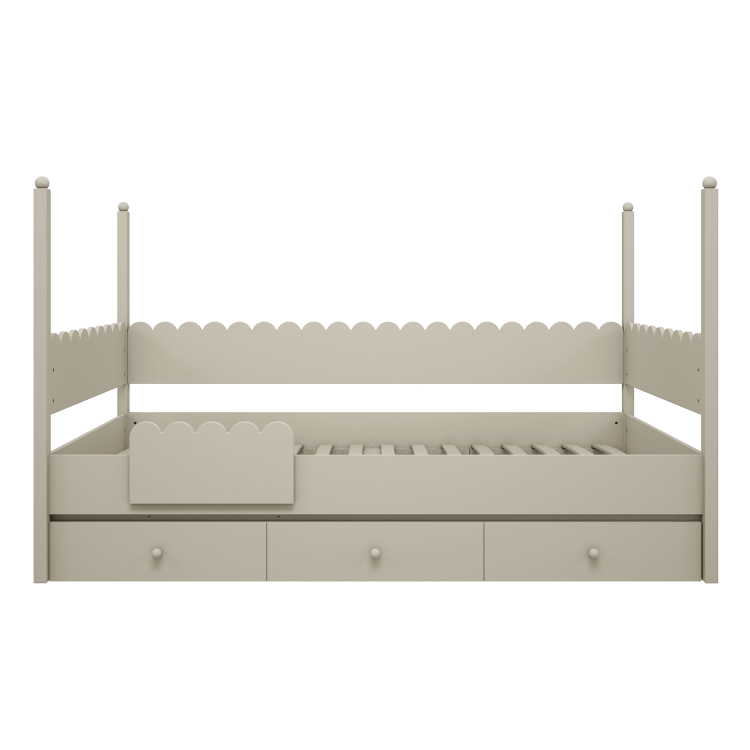Łóżko drewniane 90x200cm Retro Babushka Oliwka - moduł, część dolna łóżka piętrowego