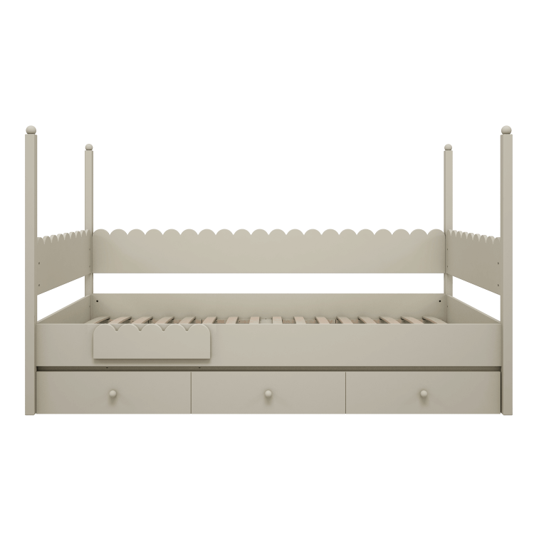 Łóżko drewniane 90x200cm Retro Babushka Oliwka - moduł, część dolna łóżka piętrowego