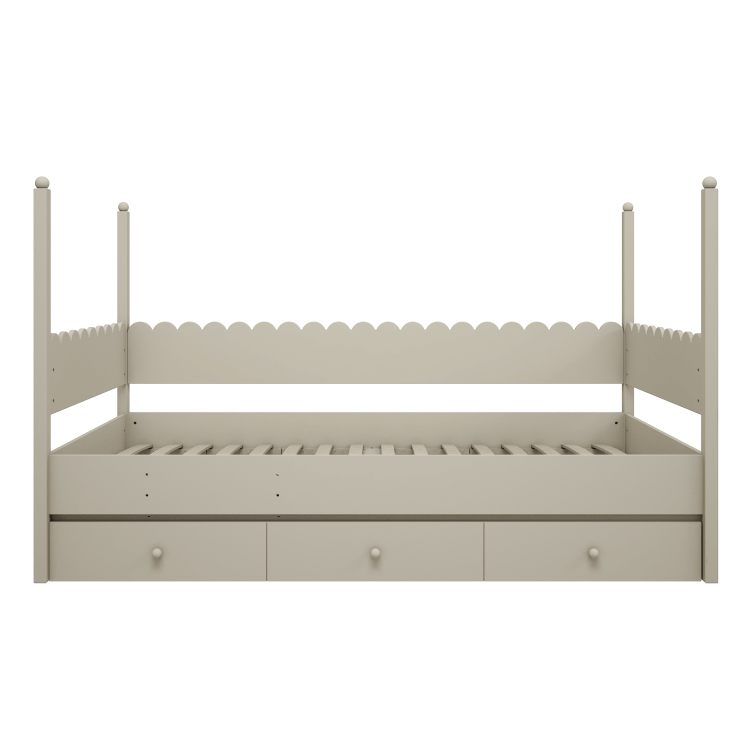 Łóżko drewniane 90x200cm Retro Babushka Oliwka - moduł, część dolna łóżka piętrowego