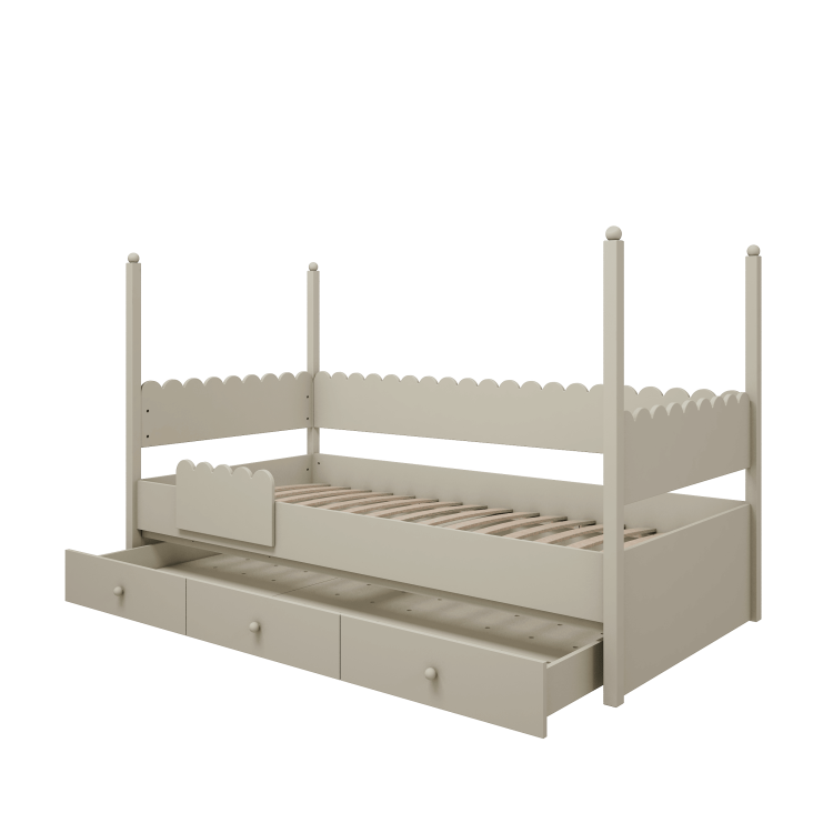 Łóżko drewniane 90x200cm Retro Babushka Oliwka - moduł, część dolna łóżka piętrowego