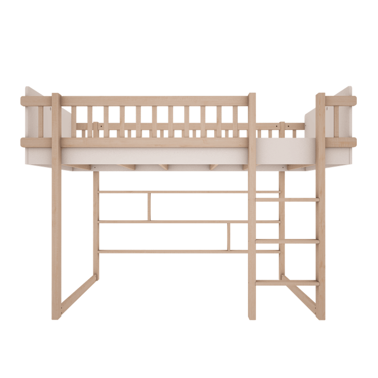 Łóżko Antresola Niska dla dziecka Basic Złamana Biel 90x200 cm