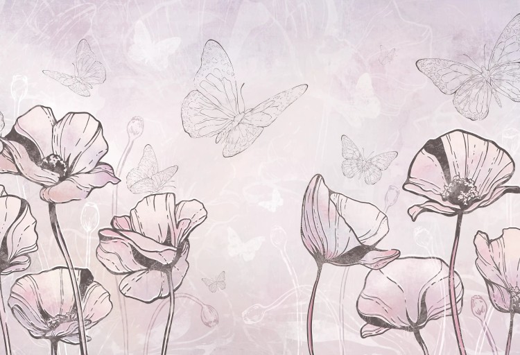 tapeta dla dziecka malumi FLORA KIDS - purple kwiatki