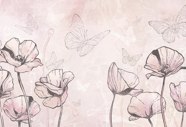tapeta dla dziecka malumi FLORA KIDS - pink kwiatki