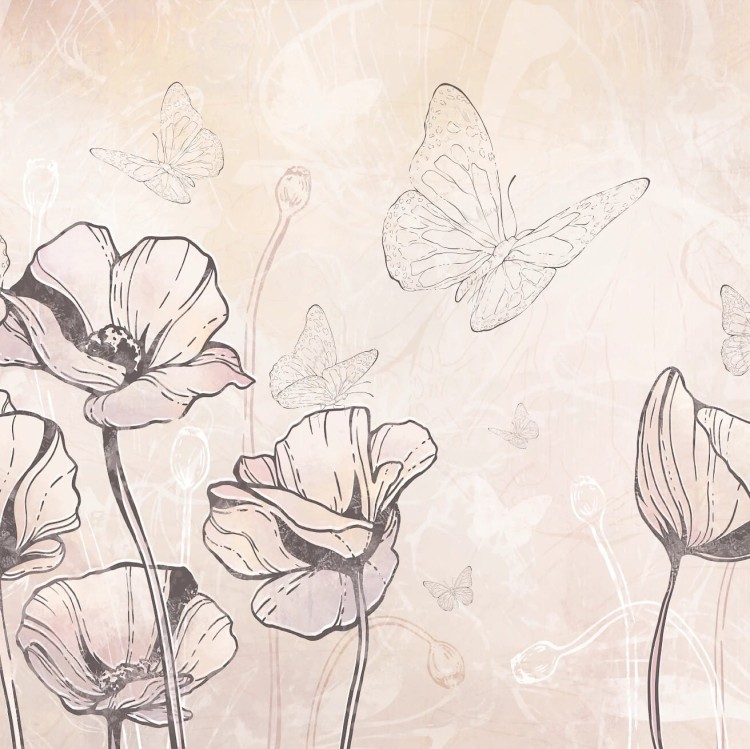 tapeta dla dziecka malumi FLORA KIDS - sunny motyle
