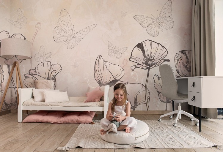 tapeta dla dziecka malumi FLORA KIDS - sunny kwiatki i motyle