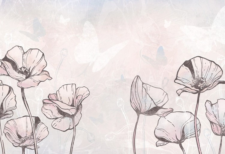 tapeta dla dziecka malumi FLORA KIDS - blue kwiatki i motyle