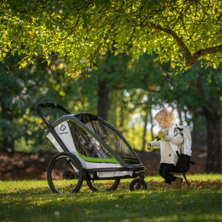 Hamax - Przyczepka rowerowa dla dziecka 2w1 BREEZE ONE 1 osobowa - WHITE/GREEN