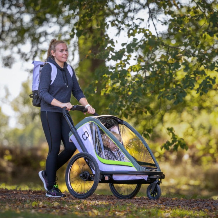 Hamax - Przyczepka rowerowa dla dziecka 2w1 BREEZE ONE 1 osobowa - WHITE/GREEN