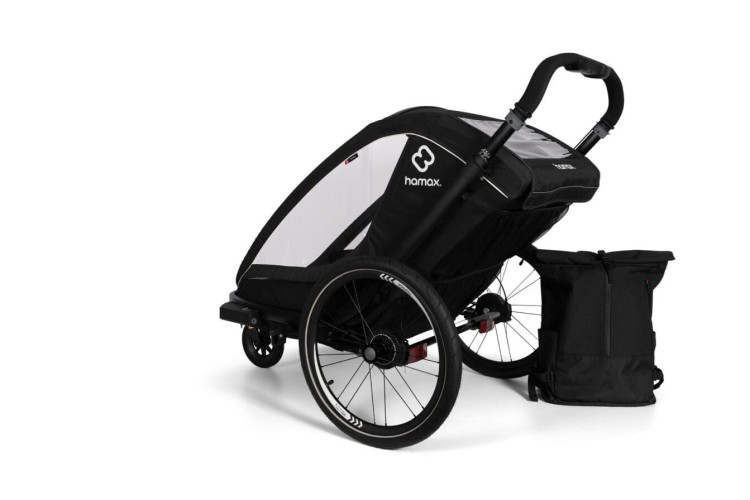 Hamax - Przyczepka rowerowa dla dzieci 2w1 BREEZE, 2 osobowa -BLACK