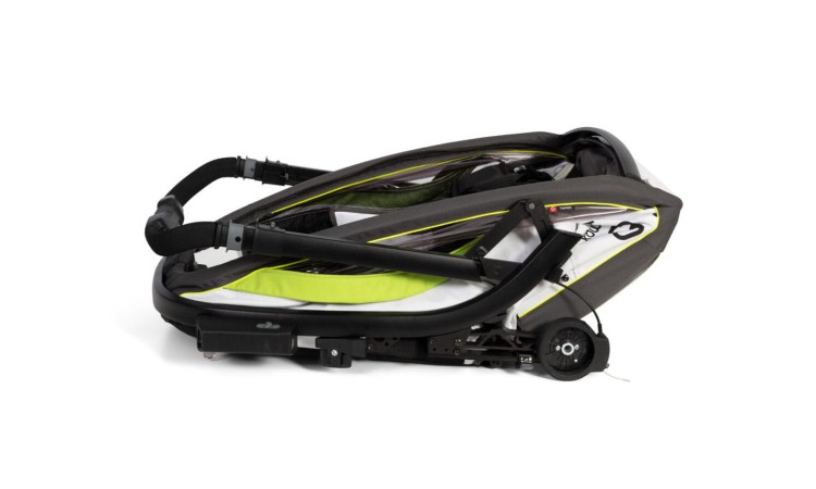 Hamax - Przyczepka rowerowa dla dzieci 2w1 BREEZE, 2 osobowa- WHITE/GREEN