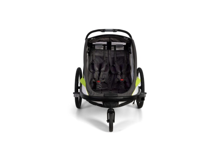 Hamax - Przyczepka rowerowa dla dzieci 2w1 BREEZE, 2 osobowa- WHITE/GREEN