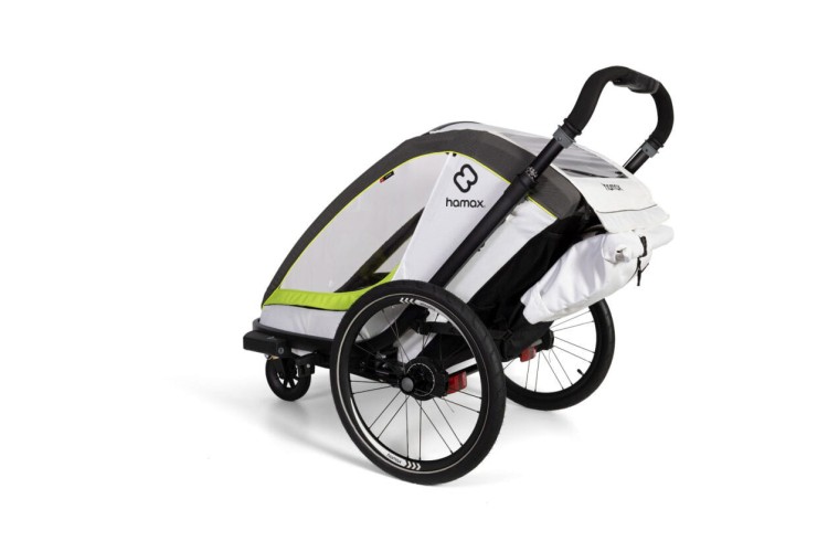 Hamax - Przyczepka rowerowa dla dzieci 2w1 BREEZE, 2 osobowa- WHITE/GREEN