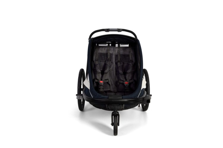 Hamax - Przyczepka rowerowa dla dzieci 2w1 BREEZE, 2 osobowa - NAVY/ CREAM