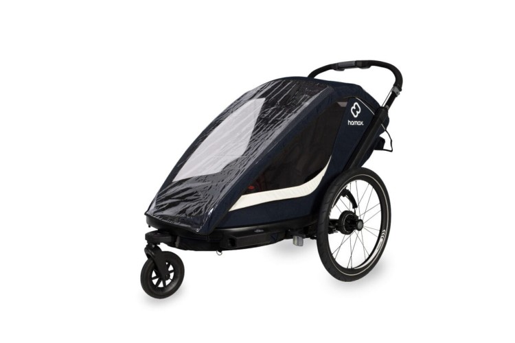 Hamax - Przyczepka rowerowa dla dzieci 2w1 BREEZE, 2 osobowa - NAVY/ CREAM