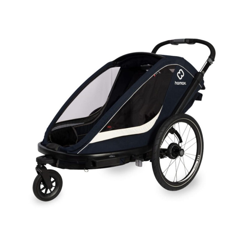 Hamax - Przyczepka rowerowa dla dzieci 2w1 BREEZE, 2 osobowa - NAVY/ CREAM