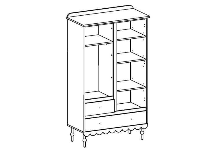 Drewniana szafa dla dzieci Babushka Biała - rysunek techniczny