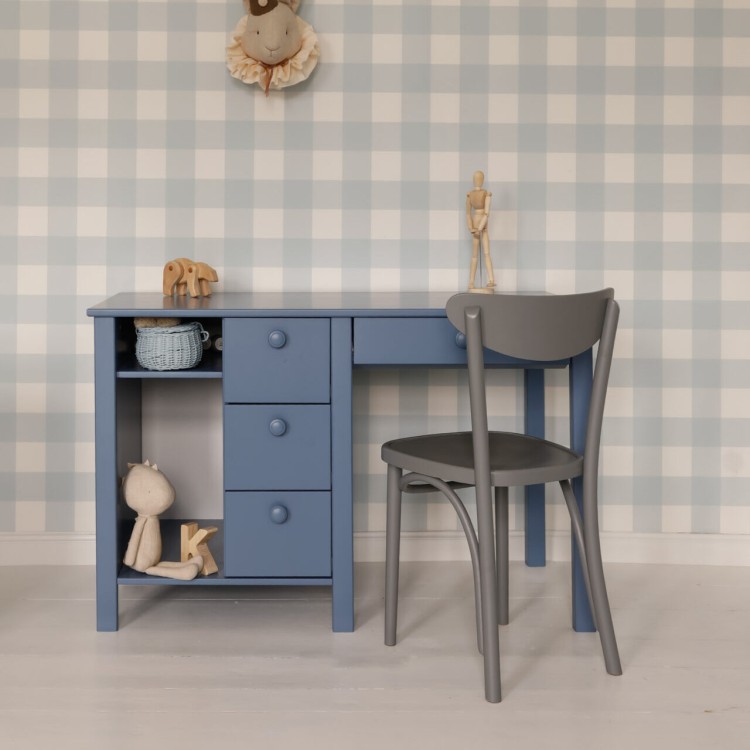 Drewniane biurko szkolne dla dzieci z szufladami 120x60 Collet różne kolory: niebieski, szary, biały, różowy, kaszmir, szałwia