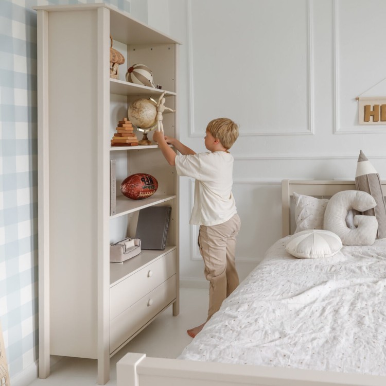 Drewniany regał biblioteczka wysoka dla dzieci Collet - kolory: różowy, niebieski, biały, szary, kaszmir, szałwia. 190x90x40cm