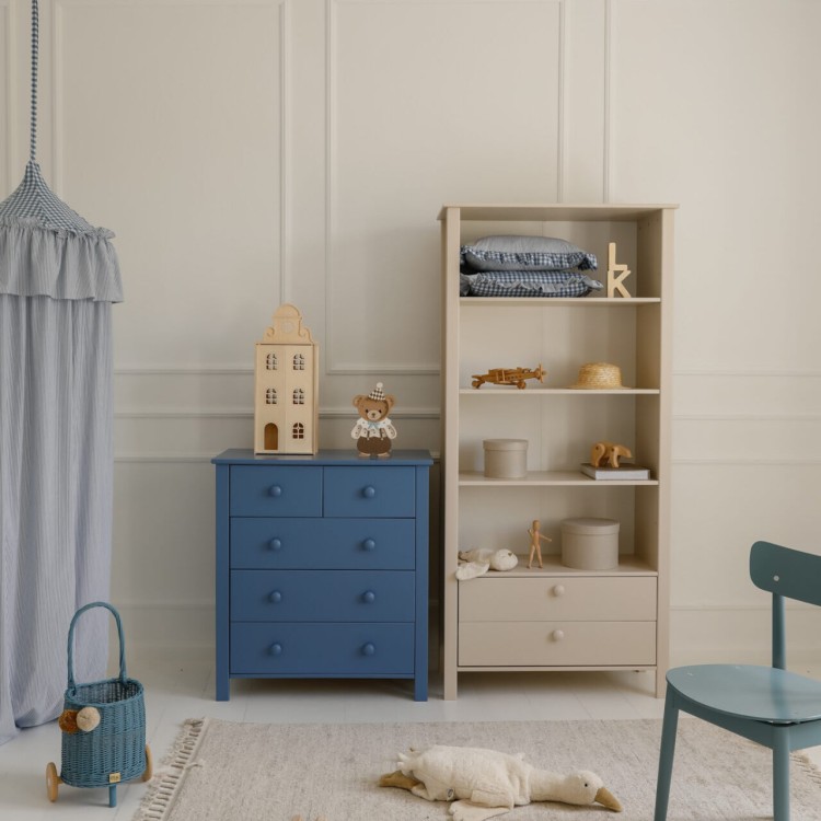 Drewniany regał biblioteczka wysoka dla dzieci Collet - kolory: różowy, niebieski, biały, szary, kaszmir, szałwia. 190x90x40cm