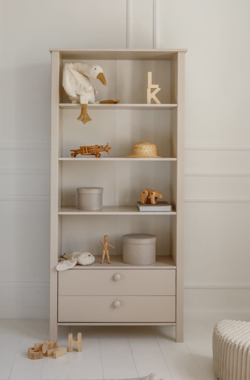 Drewniany regał biblioteczka wysoka dla dzieci Collet - kolory: różowy, niebieski, biały, szary, kaszmir, szałwia. 190x90x40cm