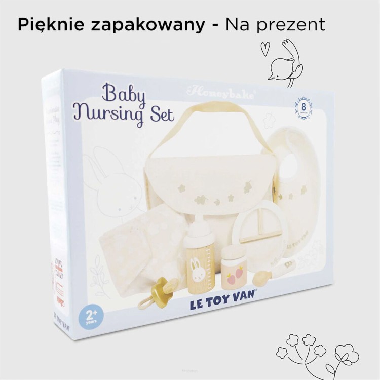 Drewniany zestaw do karmienia lalek Le Toy Van – wszystkie akcesoria w torbie