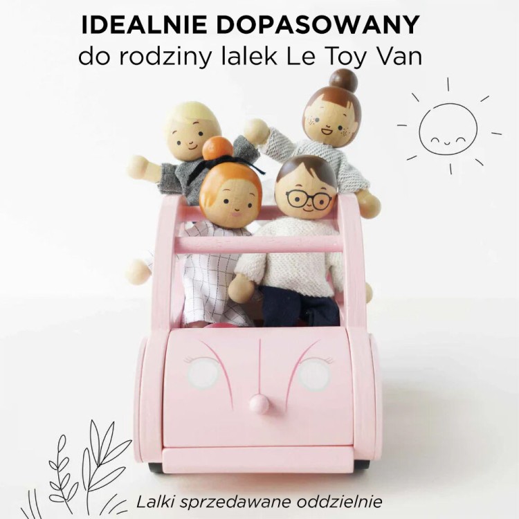 Drewniany różowy samochód retro Le Toy Van – rozwija kreatywność i wyobraźnię