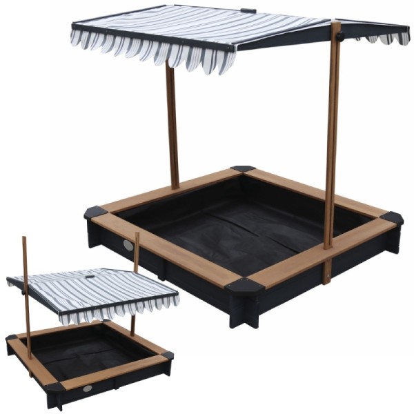 Zamykana piaskownica dla dzieci z pokrywą i siedziskami