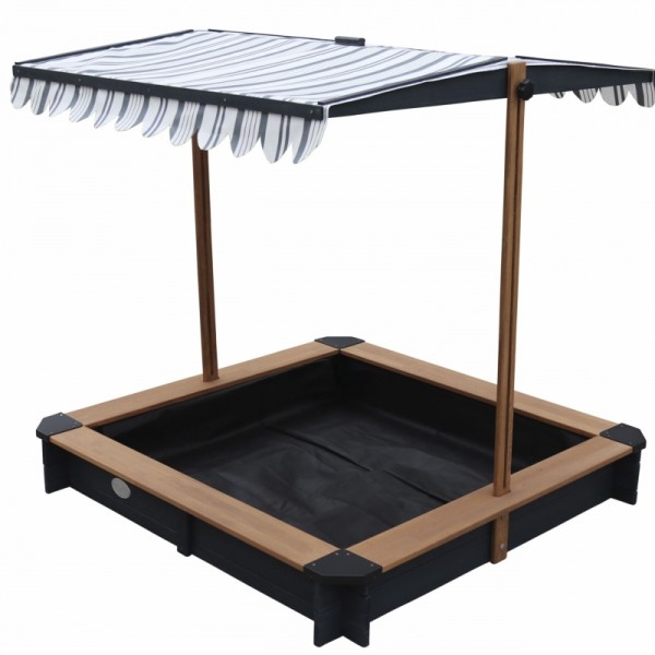 Drewniana piaskownica AXI z daszkiem i ławeczkami w ogrodzie