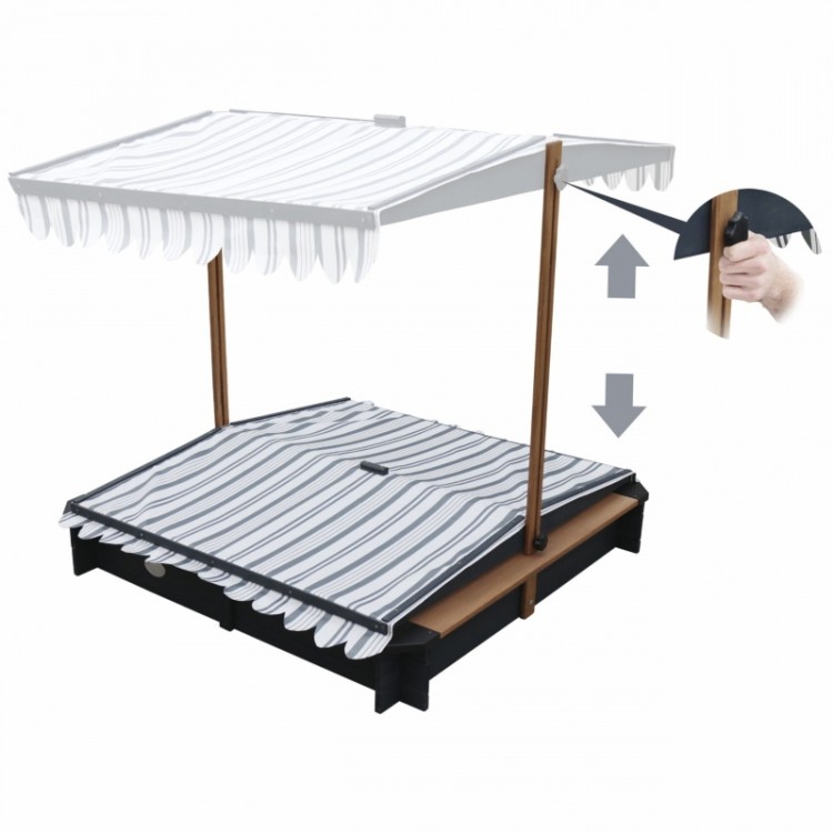 Piaskownica ogrodowa z drewna z regulowanym daszkiem