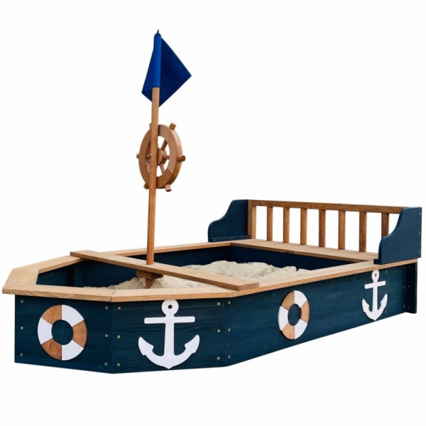 Drewniana piaskownica AXI w kształcie statku pirackiego ze schowkiem