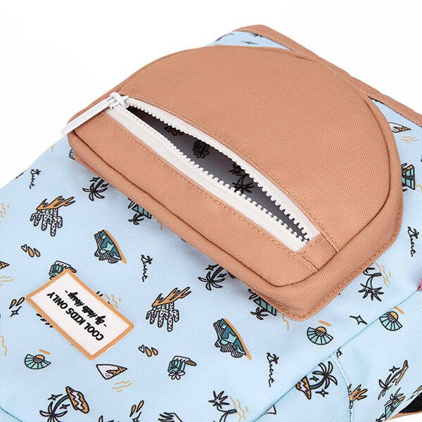 Wodoodporny plecak szkolny Hello Hossy Blue Island wykonany z poliestru z recyklingu