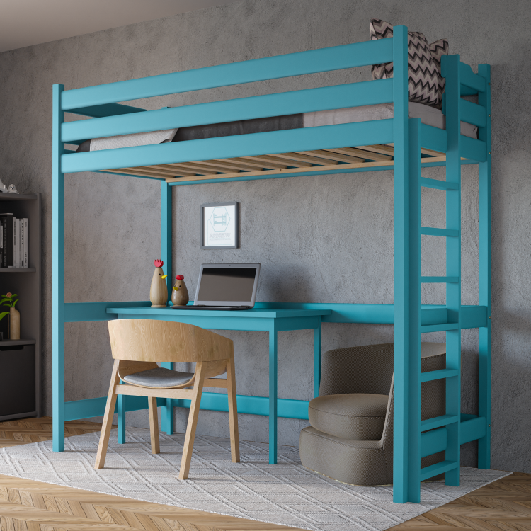 Łóżko Antresola 1 Osobowe Jasnoniebieskie Kalina Plus