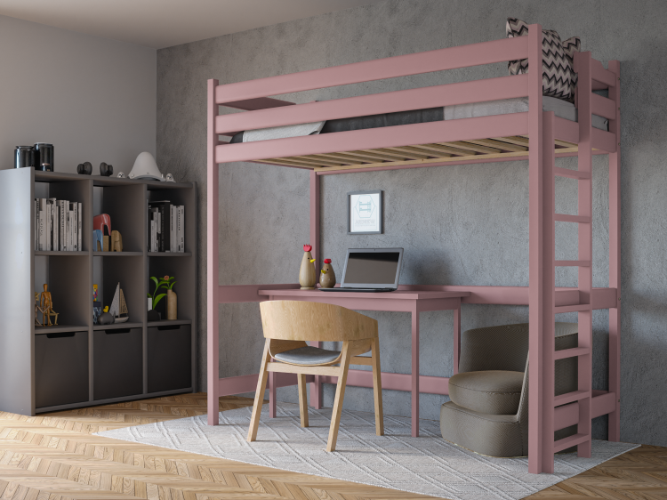 Łóżko Antresola 1 Osobowa Kalina Plus Różowe
