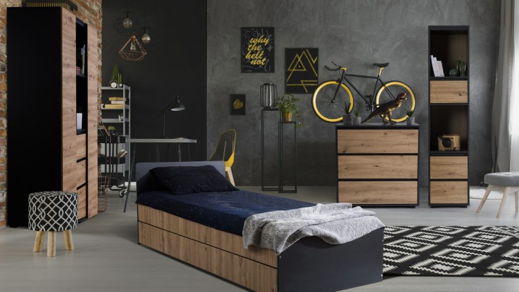 Komoda młodzieżowa DALIA antracyt-dąb 80 x 81 x 45