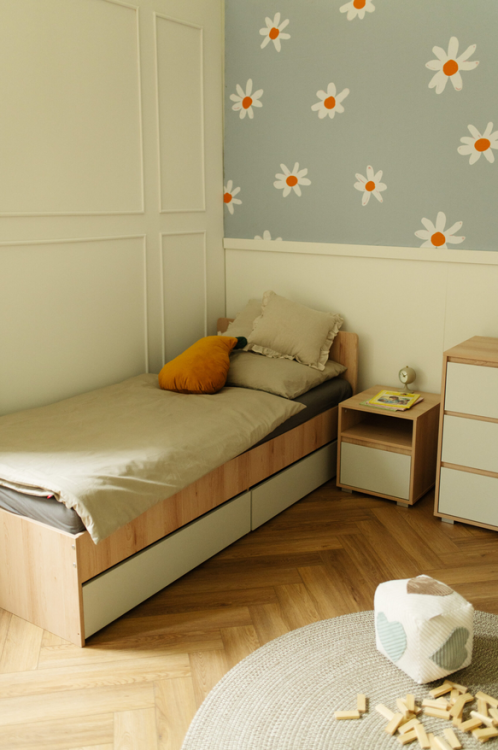 Łóżko młodzieżowe DALIA popiel-buk 90x200cm z szufladami