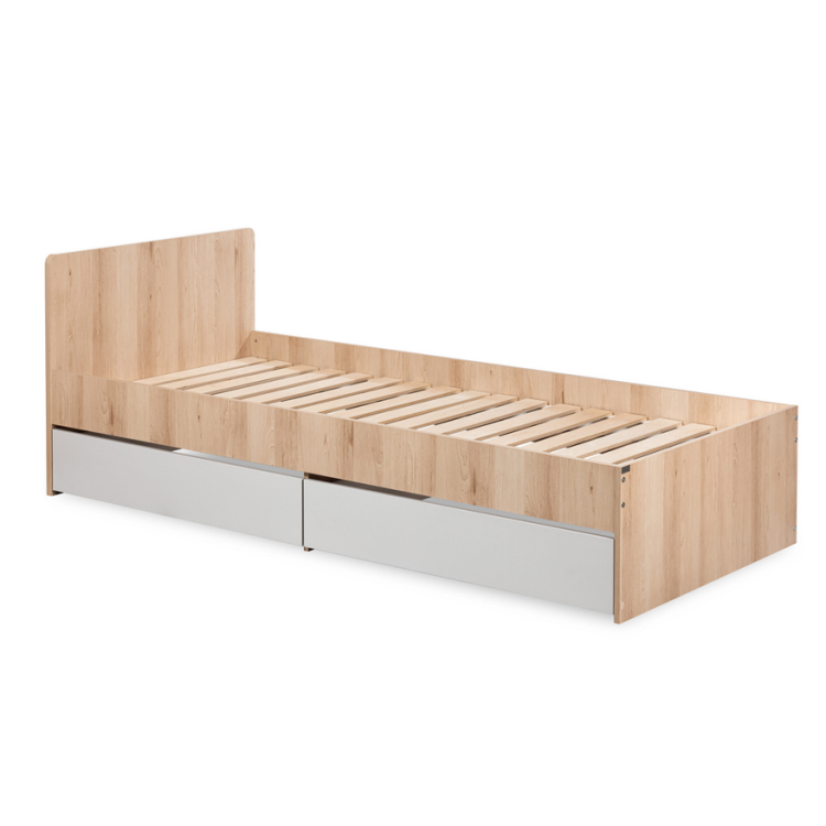 Łóżko młodzieżowe DALIA popiel-buk 90x200cm z szufladami