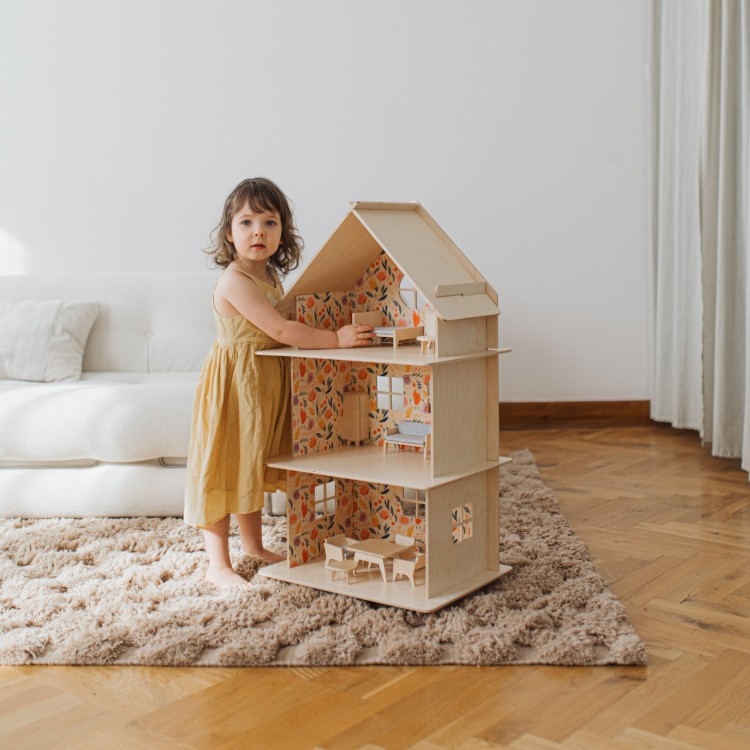 Drewniany domek dla lalek Spring Flower z modułową konstrukcją