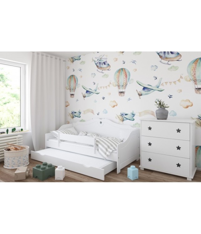 Łóżko dziecięce pojedyncze 90x200cm GWIAZDKI z szufladą