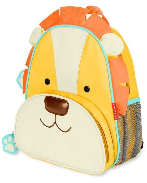Skip Hop Plecak dla Dziecka Lew ZOO Little Kid – dziecięcy plecak z motywem lwa, boczna kieszeń na bidon, regulowane szelki, przedszkolny plecak Skip Hop.